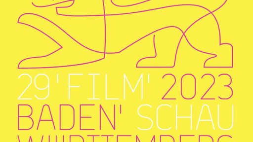 Logo auf gelbem Hintergrund der Filmschau Baden-Württemberg