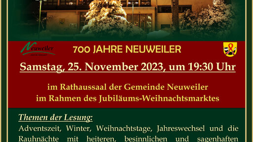 Weihnachtslesung fand am 25.11.2023 im Rathaussaal Neuweiler statt.